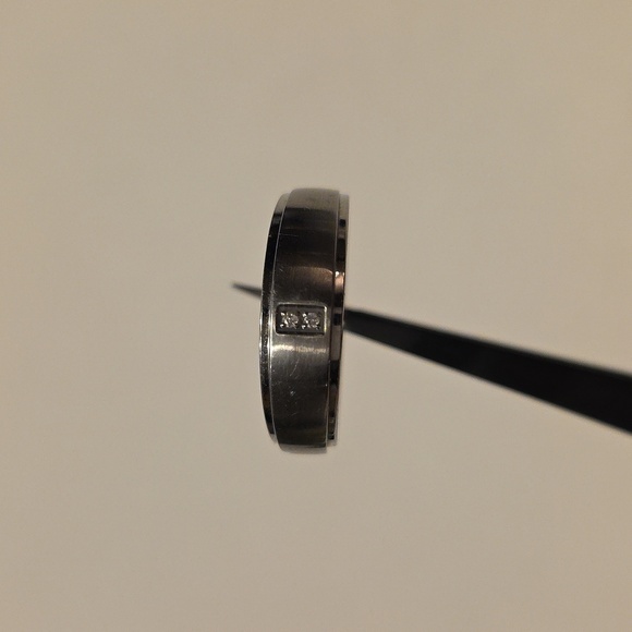 Stainless Steel Diamond Mens Band Ring with Diamond Accent Size 9 - Picture 9 of 10